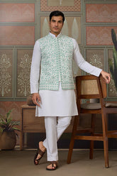Wedding White Kurta Pajama with Koti